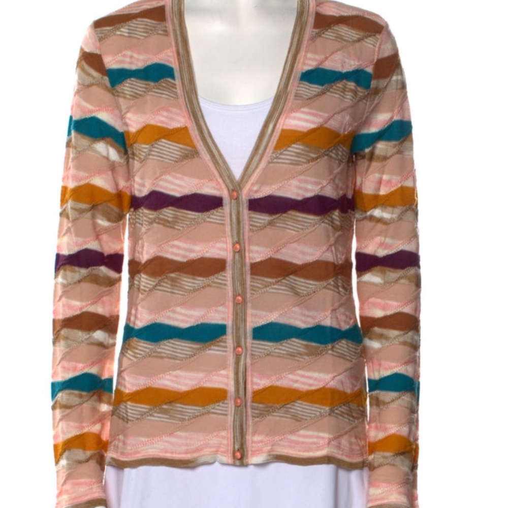 Missoni Multi colored V Neck Cardigan Size 10 NWT